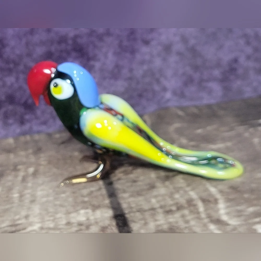 Fine Quality Russian Hand Blown‎ Lampwork Glass Parrott Figurine